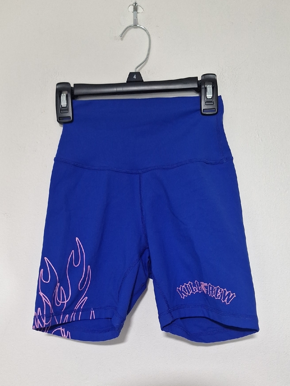 Kill Crew Royal Blue Bike Shorts with Pink Flame Accents